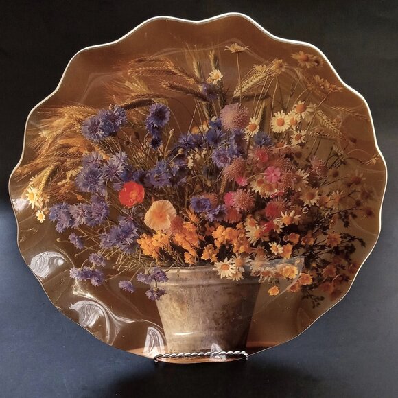 MCM Fab Ware Wildflowers Design 13.5" Diameter Ruffled Edge Retro Tray Canada - Picture 6 of 8